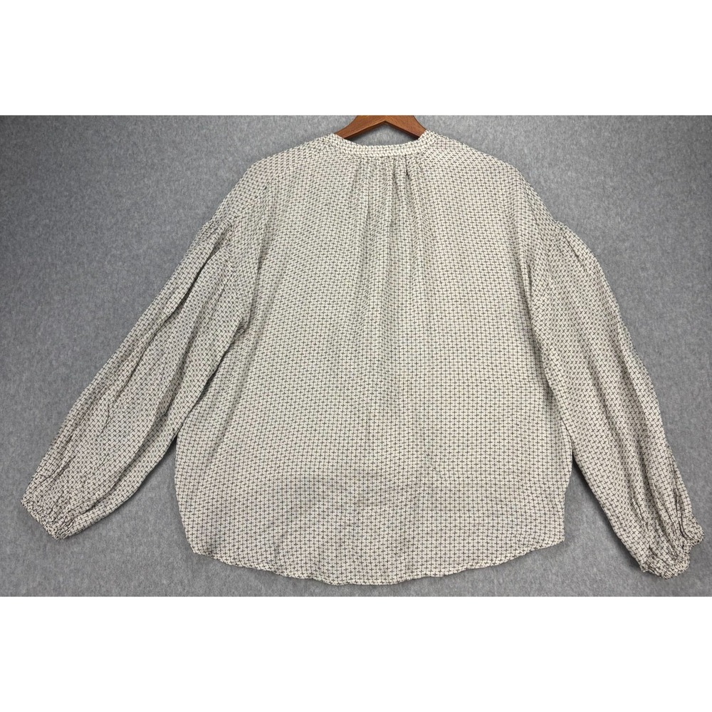 LOFT Lou & Grey Top Size S Small Pickstitch Wrap Chiffy Ivory Black Sleeve Women - Picture 8 of 10
